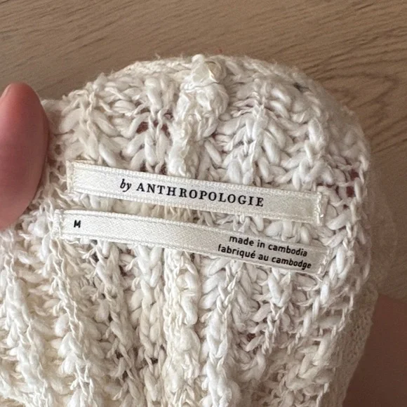 Anthropologie crewneck batwing sweater- Cozy Cream Knit- 98% cotton - Picture 2 of 6